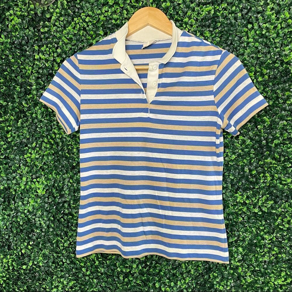Vintage White Stag Blue Striped Shirt Sz M
